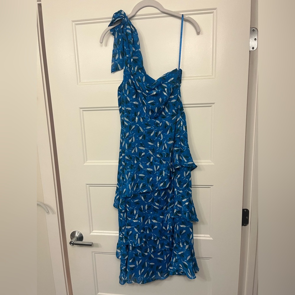 Whistles Shades of Blue One Shoulder Dress